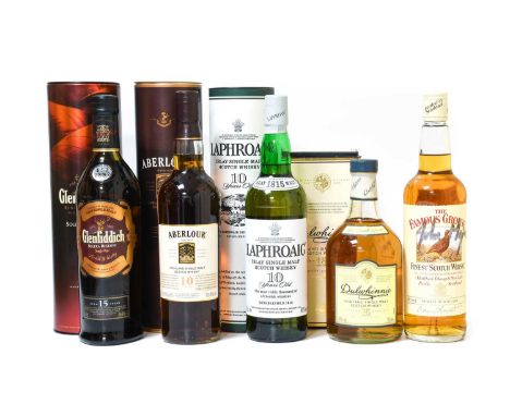 Laphroaig 10 Year Old Islay SIngle Malt Scotch Whisky, 40% vol 70cl (one bottle), Aberlour 10 Year Old Highland Single Malt S