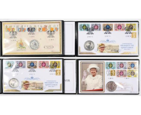 SILVER BRITANNIA (3) AND SILVER TWO OUNCE BRITANNIA, IN FIRST DAY COVERS