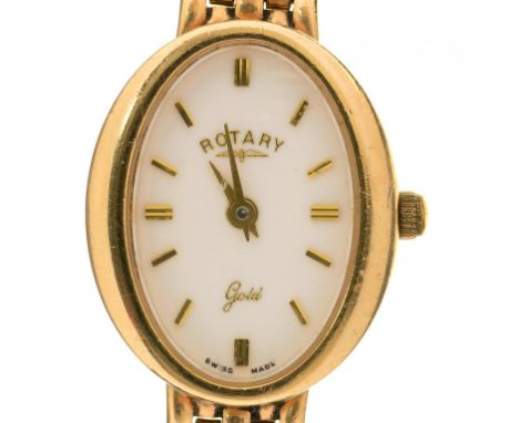 A ROTARY 9CT GOLD OVAL LADY'S WRISTWATCH,  BIRMINGHAM 1998, 21 X 17 MM, 19.6G++WATCH NOT RUNNING
