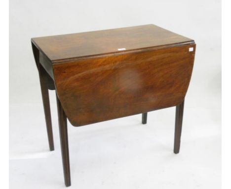 A VICTORIAN MAHOGANY DROP LEAF TABLE ON SQUARE TAPERING LEGS, 70CM H; 76 X 115CM, A VICTORIAN LINE INLAID MAHOGANY COMMODE, 7