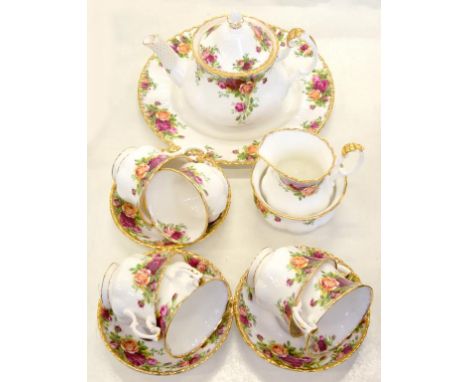 A ROYAL ALBERT OLD COUNTRY ROSES PATTERN TEA SERVICE, PRINTED MARK 