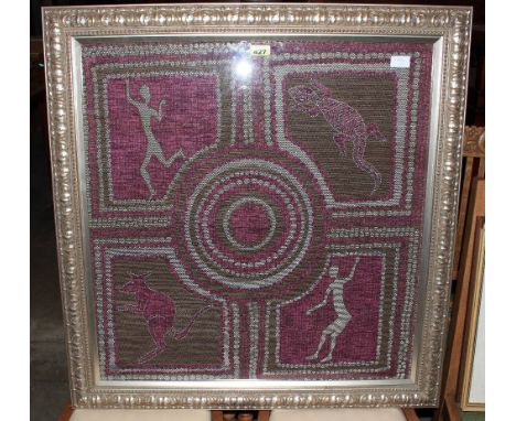 Aboriginal Art. A tapestry by Billie Bones. 28' x 27'. Prov. Winfield Gallery 1985 where priced at £1,500