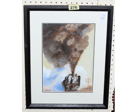 ENGLISH SCHOOL Locomotive at full steam. Signed initials and dated 2009. Mixed media 11' x 8' 