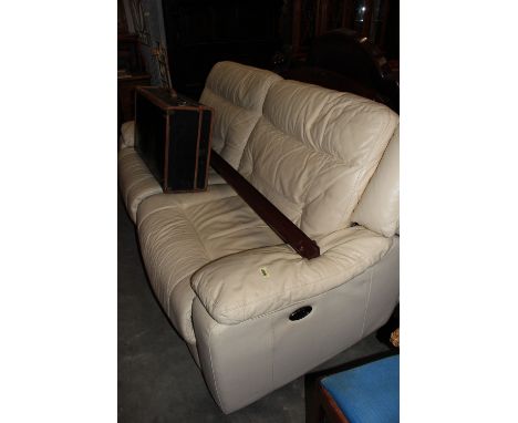 A leather reclining sofa