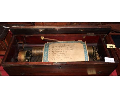 A 19th Century Swiss musical box, playing 8 airs. 18" wide. For renovation
