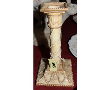 A Royal Worcester blush candlestick 8 ½" high