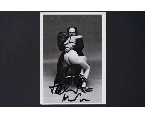 Helmut Newton (1920-2004): German-Australian photographer, an autographed Fotofolio postcard of Xavier Moreau and Friend, cop