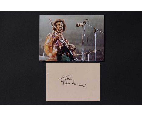 Jimi Hendrix (1942-1970): Musician, autographed signature, signed in felt-tip pen, page 14.6 x 10.5cms.Provenance: The Collec