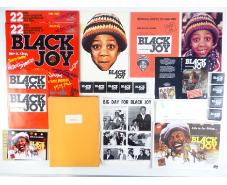 BLACK JOY (1977) - A selection of memorabilia to include vinyl soundtrack album x2, plus poster, promo single x2, logo'd matc