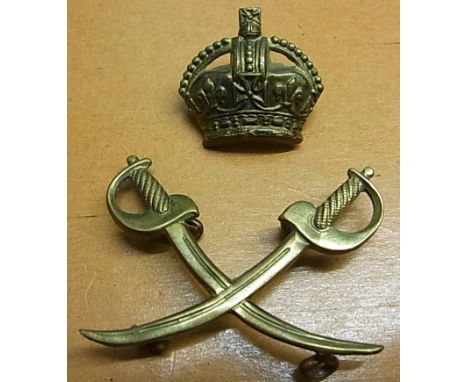 Army Physical Training staff Sleeve badges including the Crossed Swords and Crown (Brass) A scarce set.