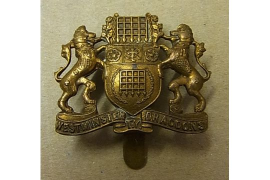 Westminster Dragoons Yeomanry, a scarce WWI Issue cap badge (Brass)