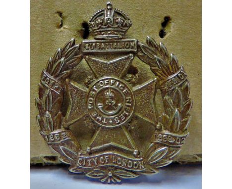 8th Battalion City of London Regiment Post Office Rifles (White Metal)