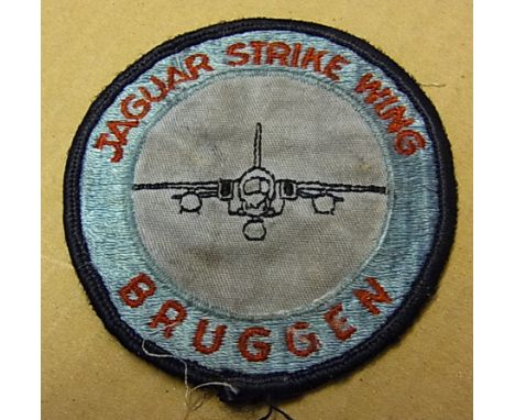 R.A.F. Jaguar Strike Wing Bruggen (Germany) 1980's Cold War era Cloth arm Patch.