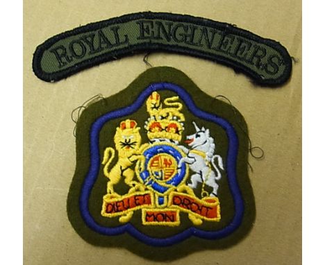 Royal Engineers Cloth Shoulder patch (Subdued material) With a Warrant officers sleeve patch.