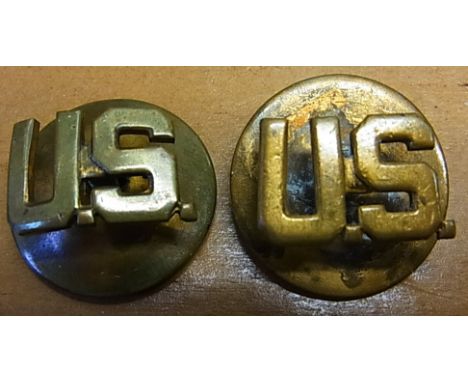 United States Army Officers WWII Collar Badge pair with screw back and their original (Brass) plate fitting. Scarce