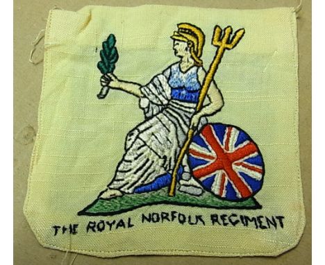 The Royal Norfolk Regiment Privately made (Sweetheart?) Cloth Army Uniform Patch, Excellent quality should the Norfolk's Embl