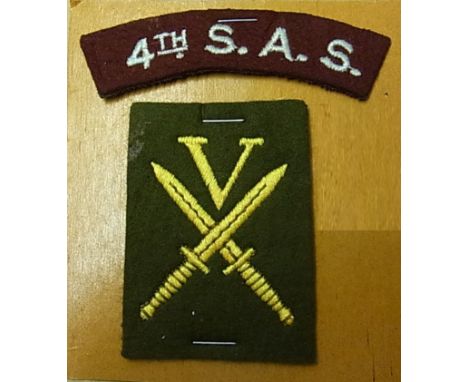 4th S.A.S. Cloth shoulder title patch and 5th Commando cloth sleeve patch