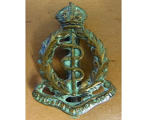 Royal Army Medical Corps WWII Cap badge, KC (Brass) Some tarnish.