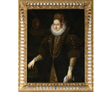 Portrait of Cornelia Gonzaga (1562-1612), oil on canvas, Italian school, 16th C., relined, restored, with inscription CORNELI