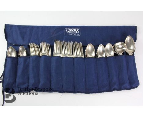 Victorian silver part set of flatware, comprising twelve large forks, twelve dessert forks, twelve dessert spoons, twelve tea