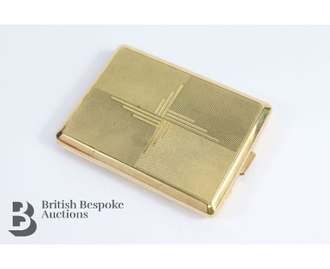 9ct gold card case, engine-turned decoration, Birmingham hallmark, dated 1935, mm P.P Ltd, approx 6 x 4.5 cms, approx 31.4 gm