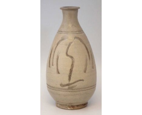 Jim Malone (b.1946) Ainstable vase, incised with a stylised tree, impressed monograms to side of foot,  34cm high   Artists` 