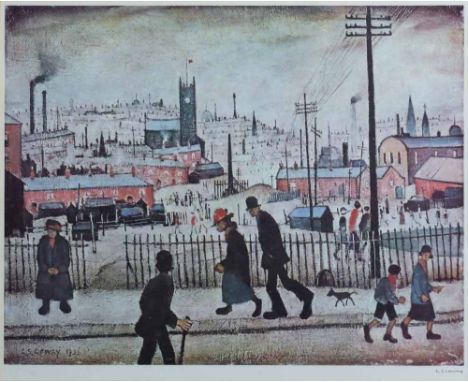 After Laurence Stephen Lowry R.A. (British, 1887-1976), "View of a Town", signed in pencil in the margin, with Fine Art Trade