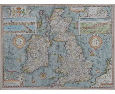 John Speed (1552-1629),   Map of the Kingdome of Great Britaine and Ireland, inset plans of the capital cities of London and 