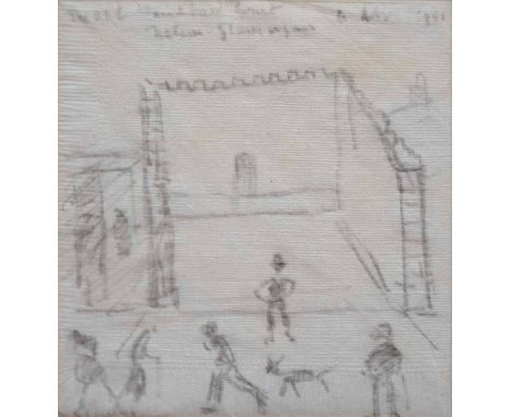 Laurence Stephen Lowry, R.A. (1887-1976), "The Old Handball Court, Nelson, Glamorgan", signed and dated 6 Nov 1961, drawing o