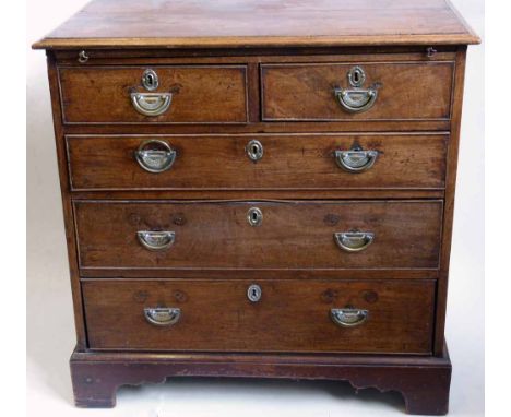 Mahogany chest of two short and three long drawers with a brushing slide, on bracket feet, width 81cm.
