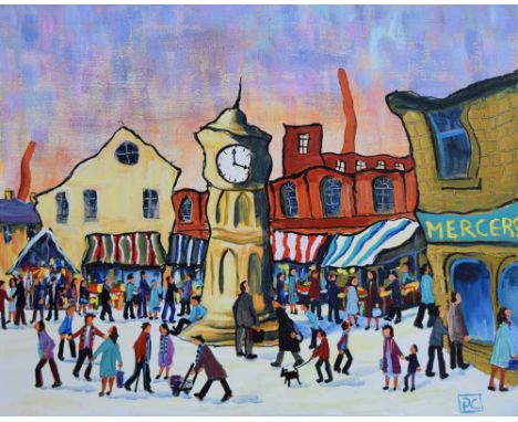 Peter Chippendale (1951-),  "The Clock Tower", initialled, signed and dated 2012 on verso, acrylic on canvas, unframed, 50 x 