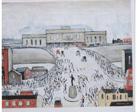 After Laurence Stephen Lowry (1887-1976), "Station Approach", signed in pencil in the margin, with Fine Art Trade Guild blind