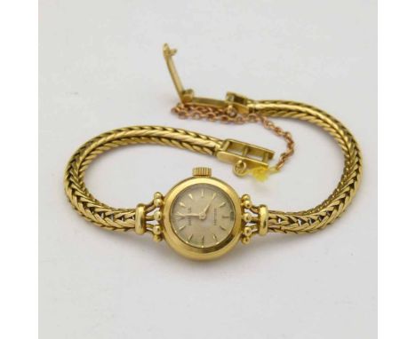 18ct gold Rolex Precision lady's gold bracelet watch, circa 1955, small circular dial, dagger numerals, case Modele Depose 12