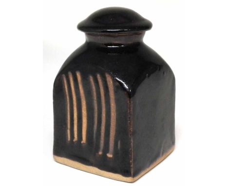 Bernard Leach (1887-1979) St Ives pottery lidded tea jar, impressed seal marks to foot, 16cm high   Artists` Resale Right (dr