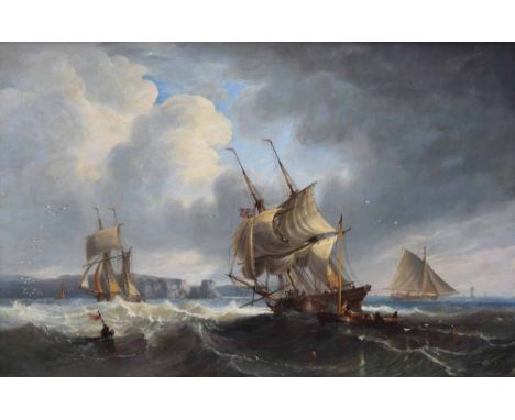 James Wilson Carmichael (1800-1868), Maritime scene with various shipping, signed and dated 1844, oil on canvas, 48.5 x 74.5c