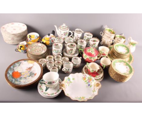 A Coalport porcelain Indian tree tea and coffee service, Japanese porcelain plates and other teawares, etc