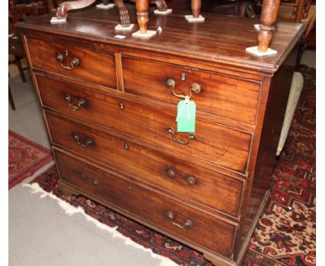 A 19th Century mahogany chest of three long and two short drawers, on bracket supports, 42 1/2" wide