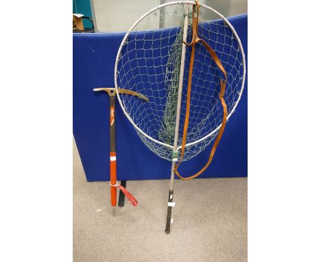 Sharpes of Aberdeen Salmon Gye Landiing Net and Cassin branded climbing axe(2) 