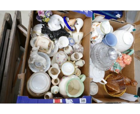 A mixed collection of ceramic items to include embossed decorative Prince of Wales commemorative jug, embossed large decorati