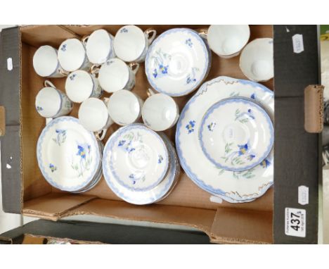 A collection of Royal Doulton Lucien patterned hand finished teaware comprising cups, saucers, side plates, serving platters 