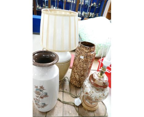 A collection of mid century German large vases and two later large lamp bases (4)