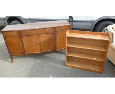A reproduction Regency style three over four oak sideboard and a light oak four tier bookcase (2)