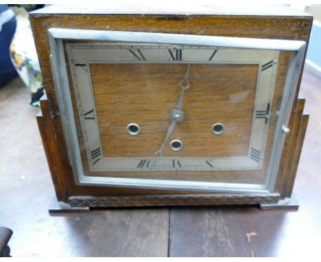 Oak cased Art Deco style mantle clock by Terry & Co Manchester