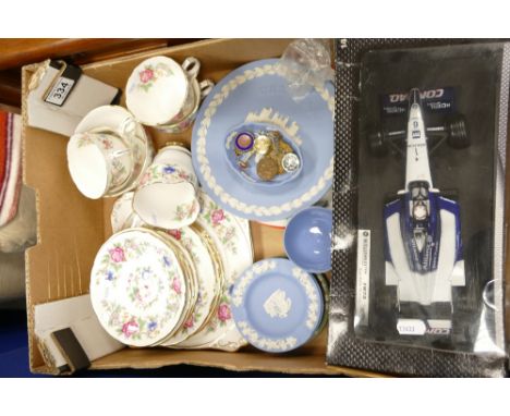 A mixed collection of ceramic items to include Rochester patterned Royal Stafford part teaset with Wedgwood Jasperware items 