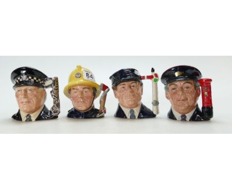 Royal Doulton limited edition small character jug The Engine Driver D6823, The Fireman D6839, The Policeman D6852 and The Pos
