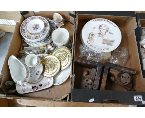 A mixed collection of ceramic items to include decorative wall plates, commemorative plates, Royal Winton oversized mug, silv