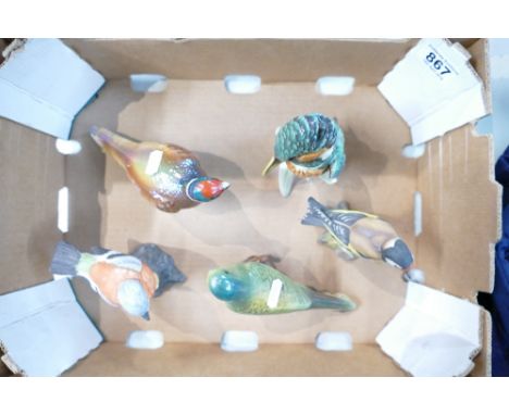 A collection of ceramic birds to include Goebel Kingfisher, K.S.P branded items etc (5)