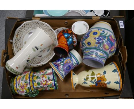 A collection of art pottery to include Poole pottery, Anita Harris vases, Hancock Corona ware etc