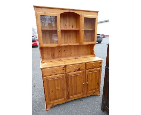 Modern pine three door, three drawer dresser