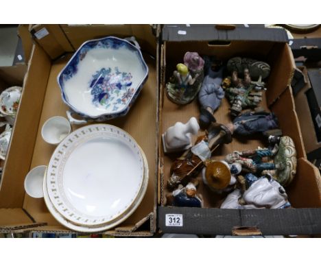 A mixed collection of ceramic items to include a large commemorative Spode fruit bowl, decorative Capodimonte style figures e